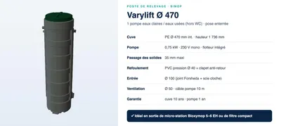 Poste de relevage Varylift Ø 470 eaux claires et eaux traitées SIMOP, vue 2