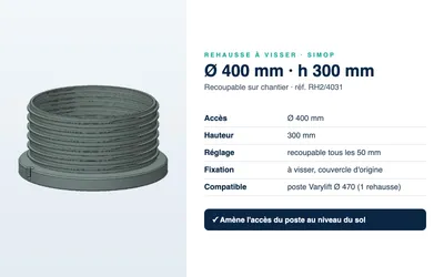 Rehausse à visser recoupable Ø 400 mm hauteur 300 mm SIMOP, vue 4